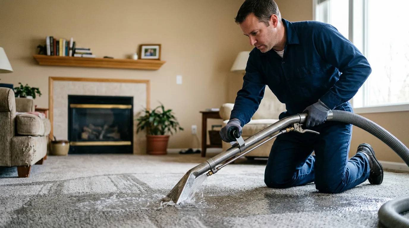 Water damage restoration technician working near Bowden, WV